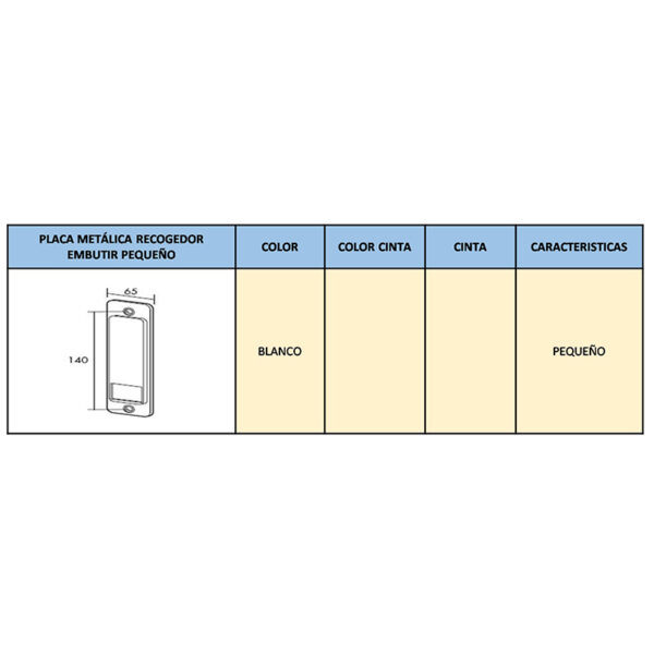 Placa Metálica Recogedor Embutir Pequeño